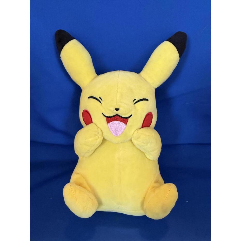 Pikachu Plush Happy Closed Eyes Pokemon Official WCT Wicked Cool Toys 10" NWT